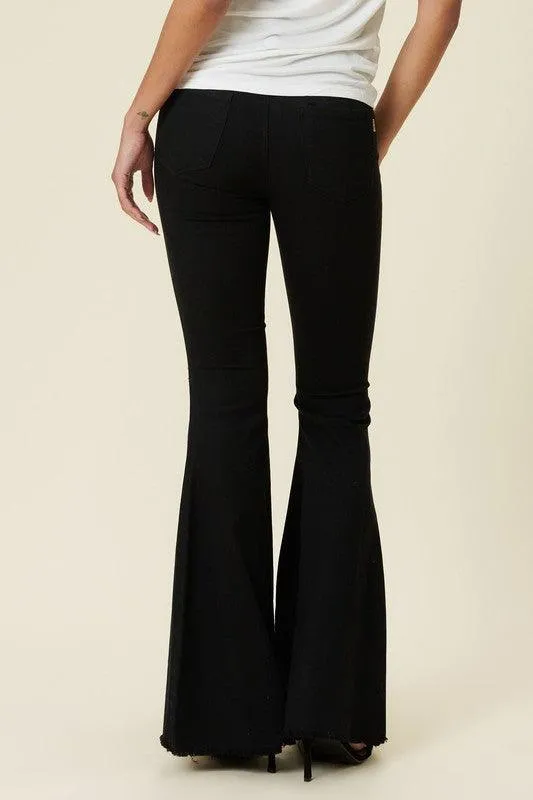 Womens Black High Rise Flare Leg Jeans