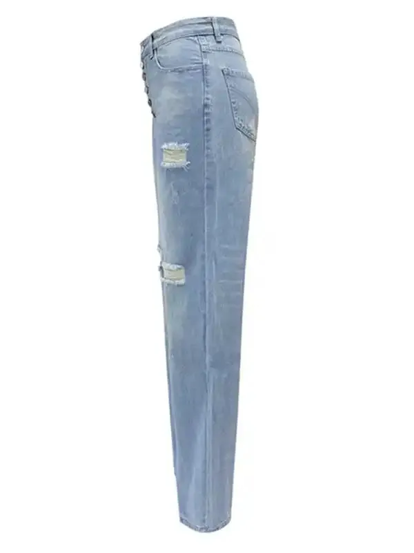 Women’s button-down low-rise loose slimming straight jeans