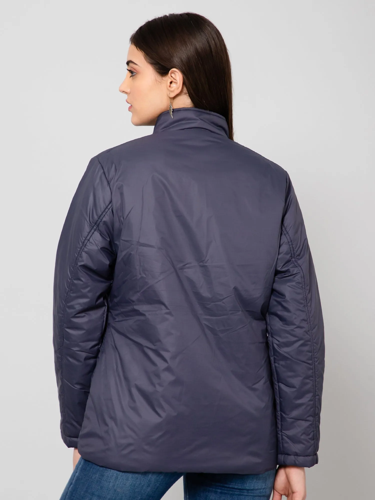 Women's Casual  Navy Blue Non quilted  Jacket