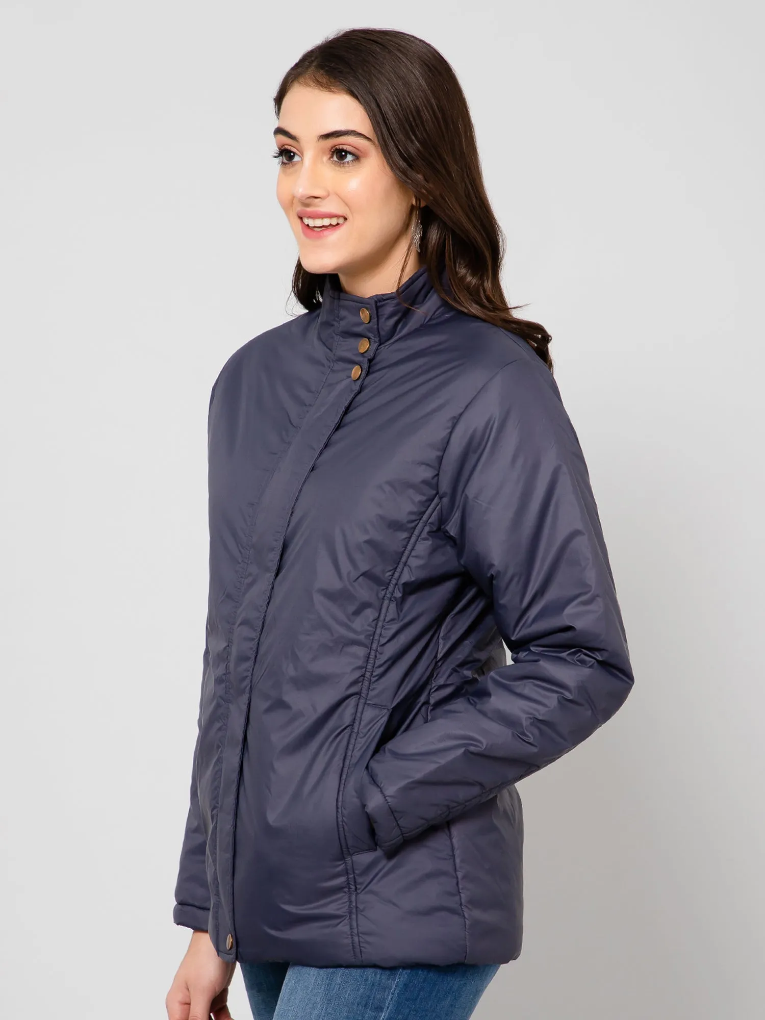 Women's Casual  Navy Blue Non quilted  Jacket