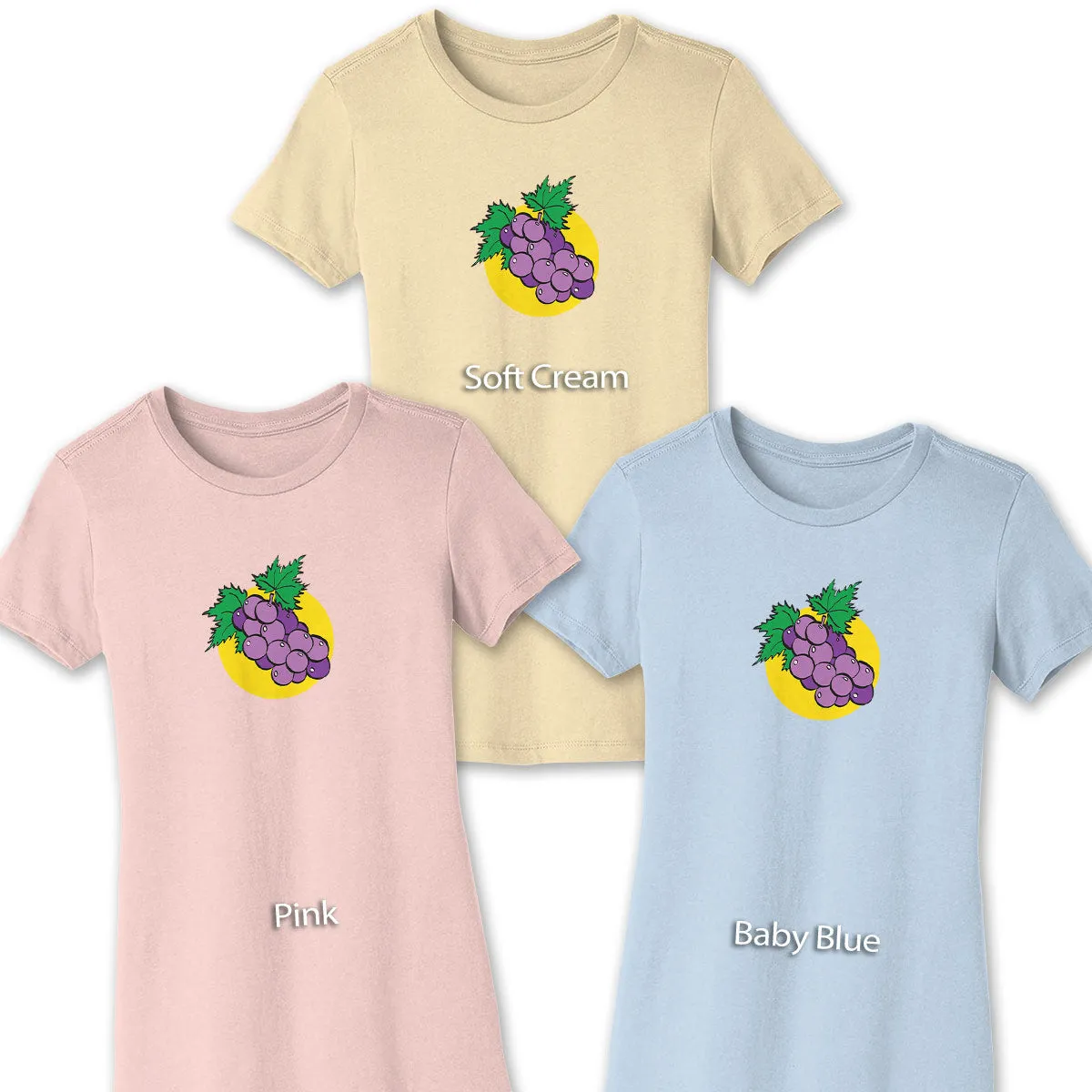 Women's Grapes Slim Fit T-shirt S-2X Fruit Design