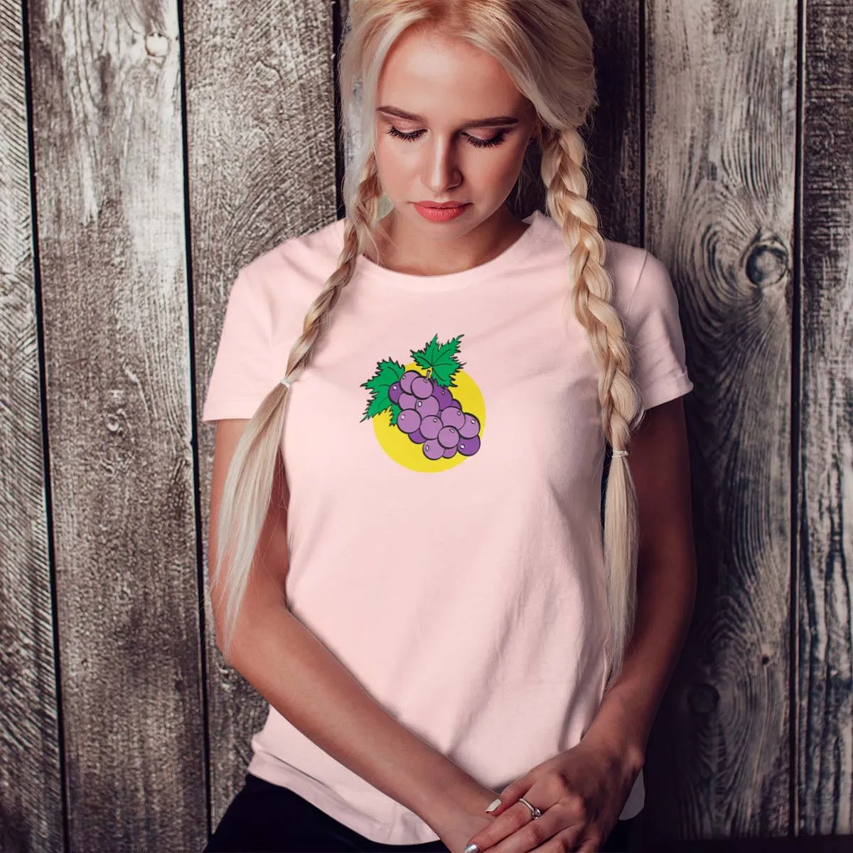 Women's Grapes Slim Fit T-shirt S-2X Fruit Design